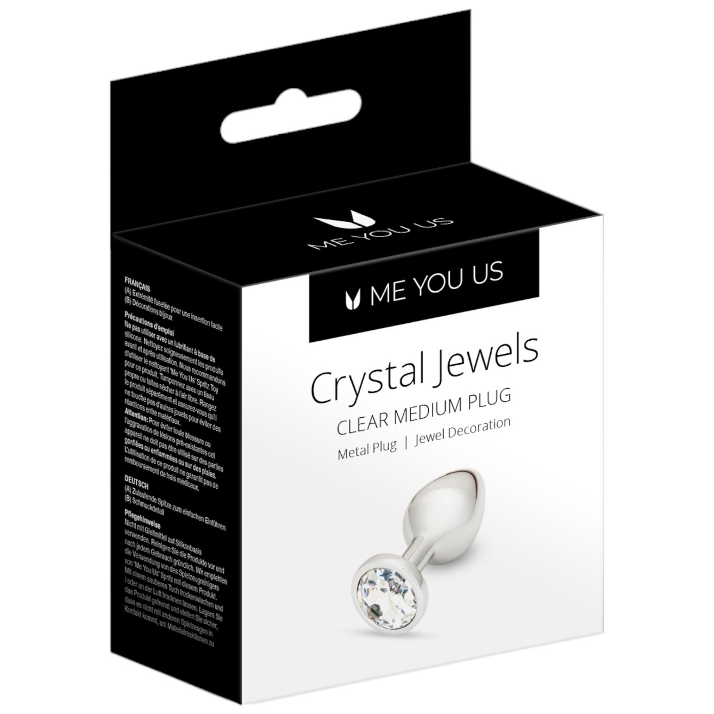 Me You Us Crystal Jewels Jewelled Metal Butt Plug Medium Clear