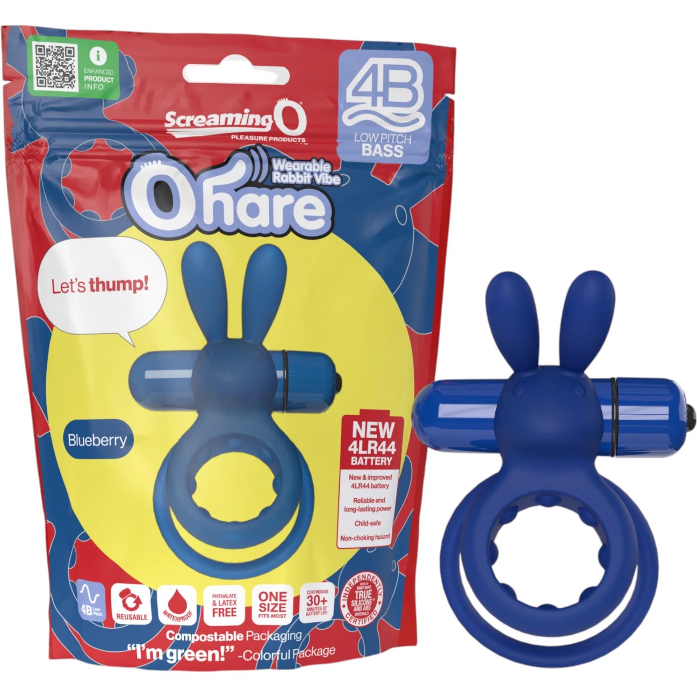 Screaming O 4B Deep Rumbling Ohare Vibrating Rabbit Cock Ring Blueberry