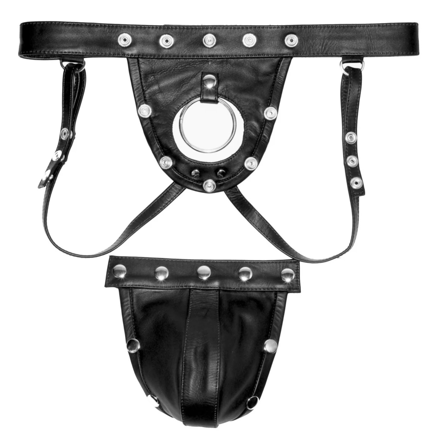 Prowler RED Leather Harness Jock Strap with Cock Ring Black