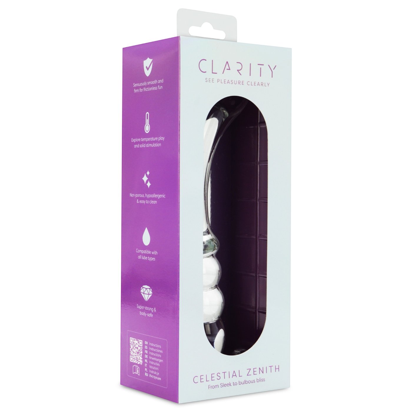 Clarity Celestial Zenith Double Ended Glass Dildo 8 Inch
