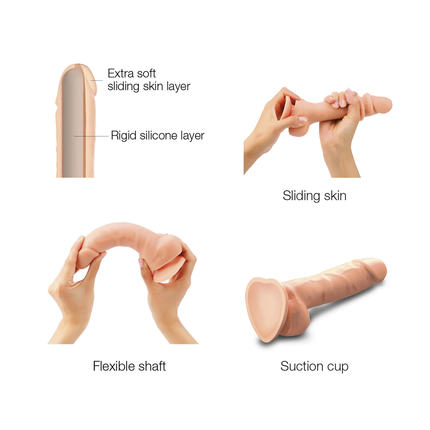Strap-On-Me Sliding Skin Realistic Dildo Vanilla M 5.2 Inch