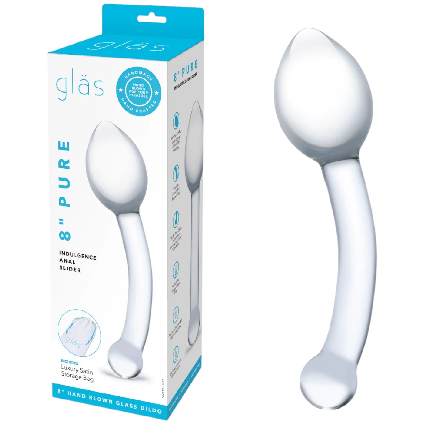 Glas Pure Indulgence G-Spot and P-Spot Glass Dildo 8 Inch