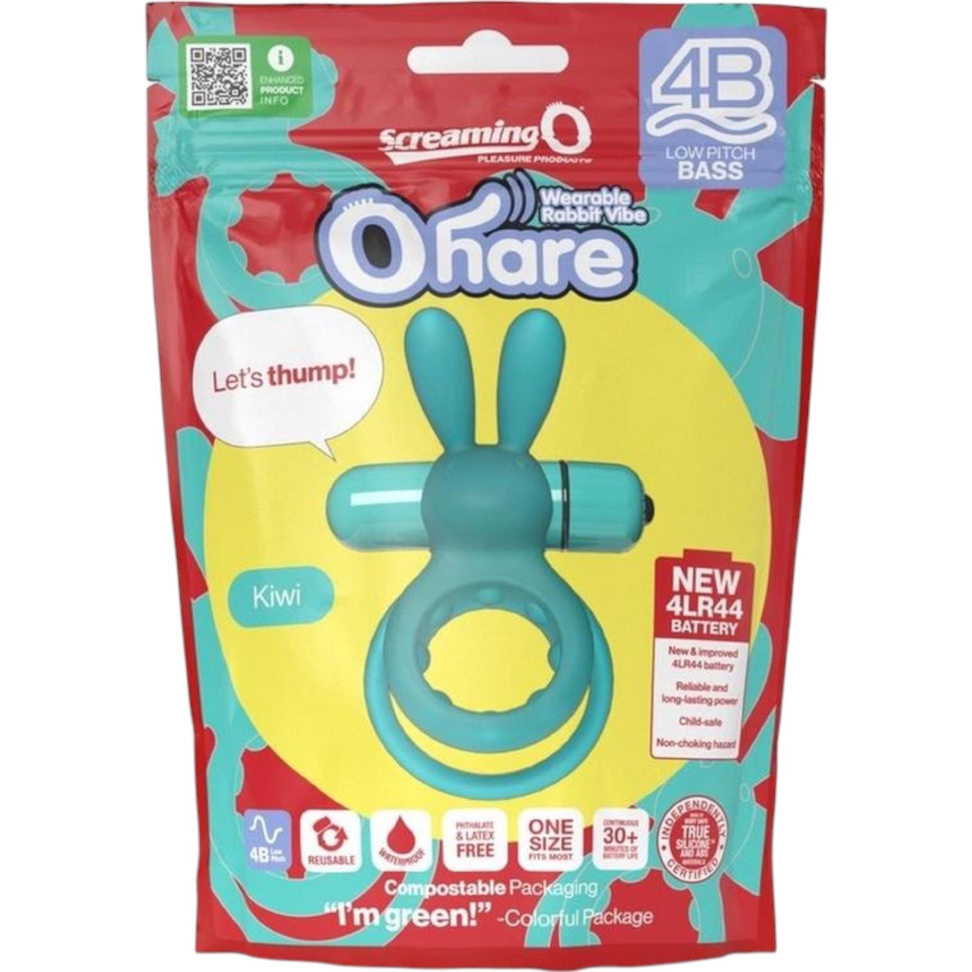 Screaming O 4B Deep Rumbling Ohare Vibrating Rabbit Cock Ring Kiwi
