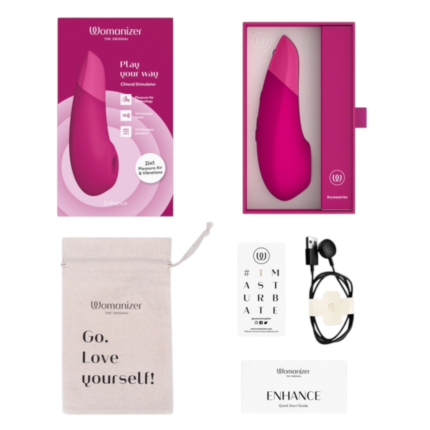 Womanizer Enhance 2-in-1 Pleasure Air Clitoral Vibrator Pink