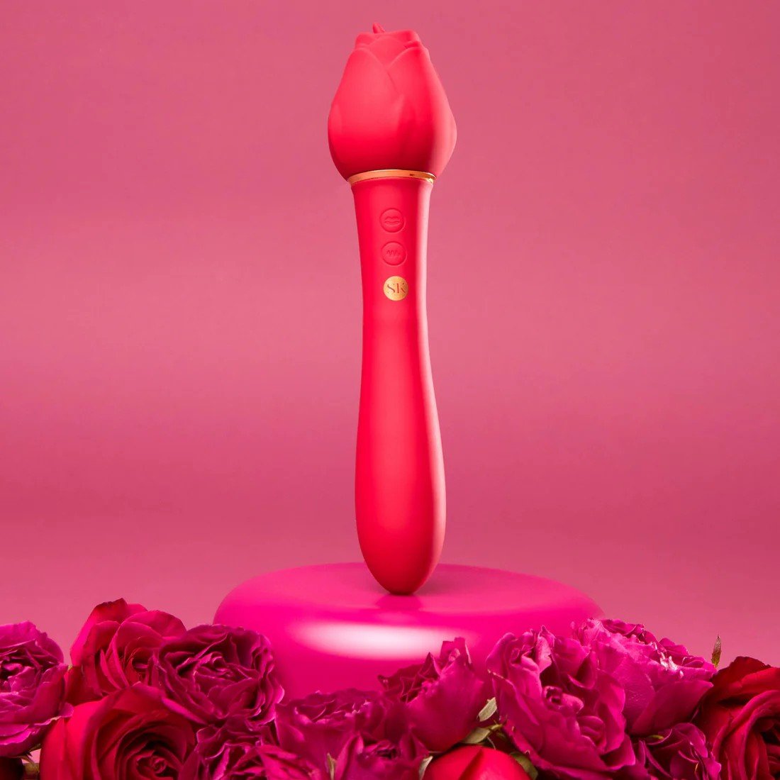Secret Kisses Rosegasm Lingo Rechargeable Dual Ended Rose Licking Vibrator