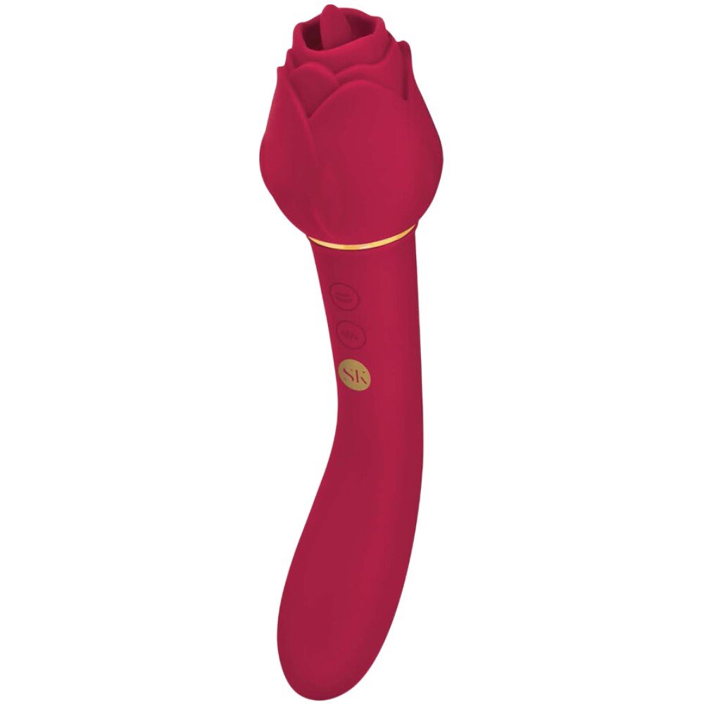Secret Kisses Rosegasm Lingo Rechargeable Dual Ended Rose Licking Vibrator