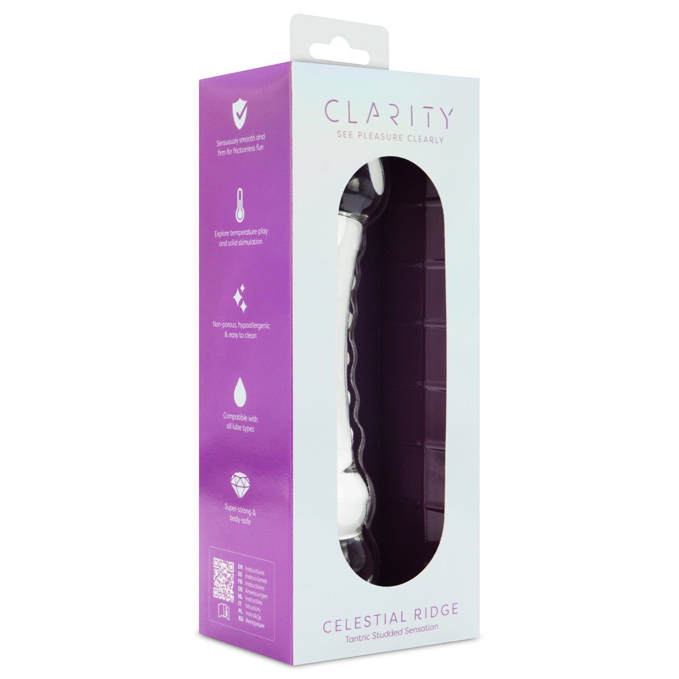 Clarity Celestial Ridge Double Ended Glass Dildo 7.7 Inch
