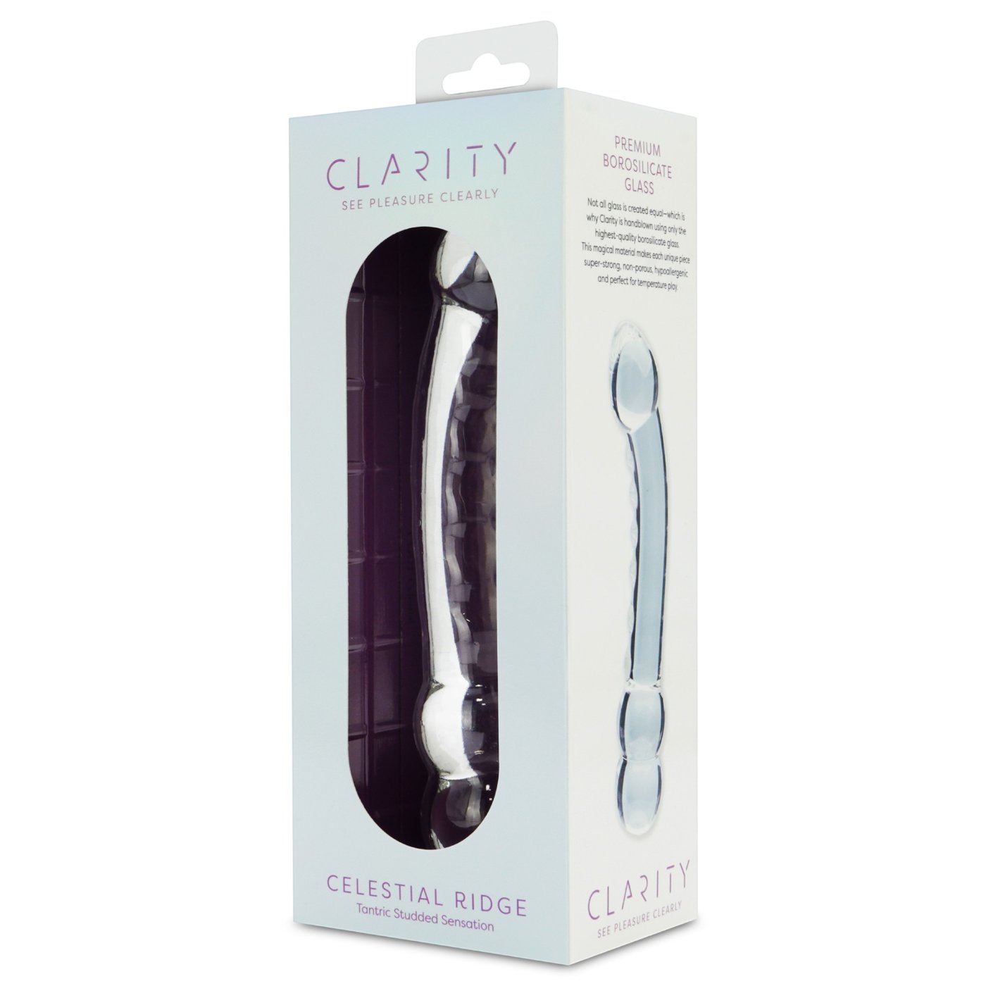Clarity Celestial Ridge Double Ended Glass Dildo 7.7 Inch