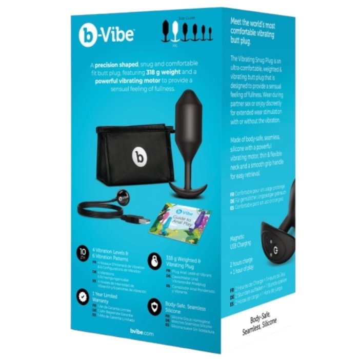 b-Vibe Vibrating Snug Plug 5 XXL Rechargeable Weighted Silicone Butt Plug 5.9 Inch