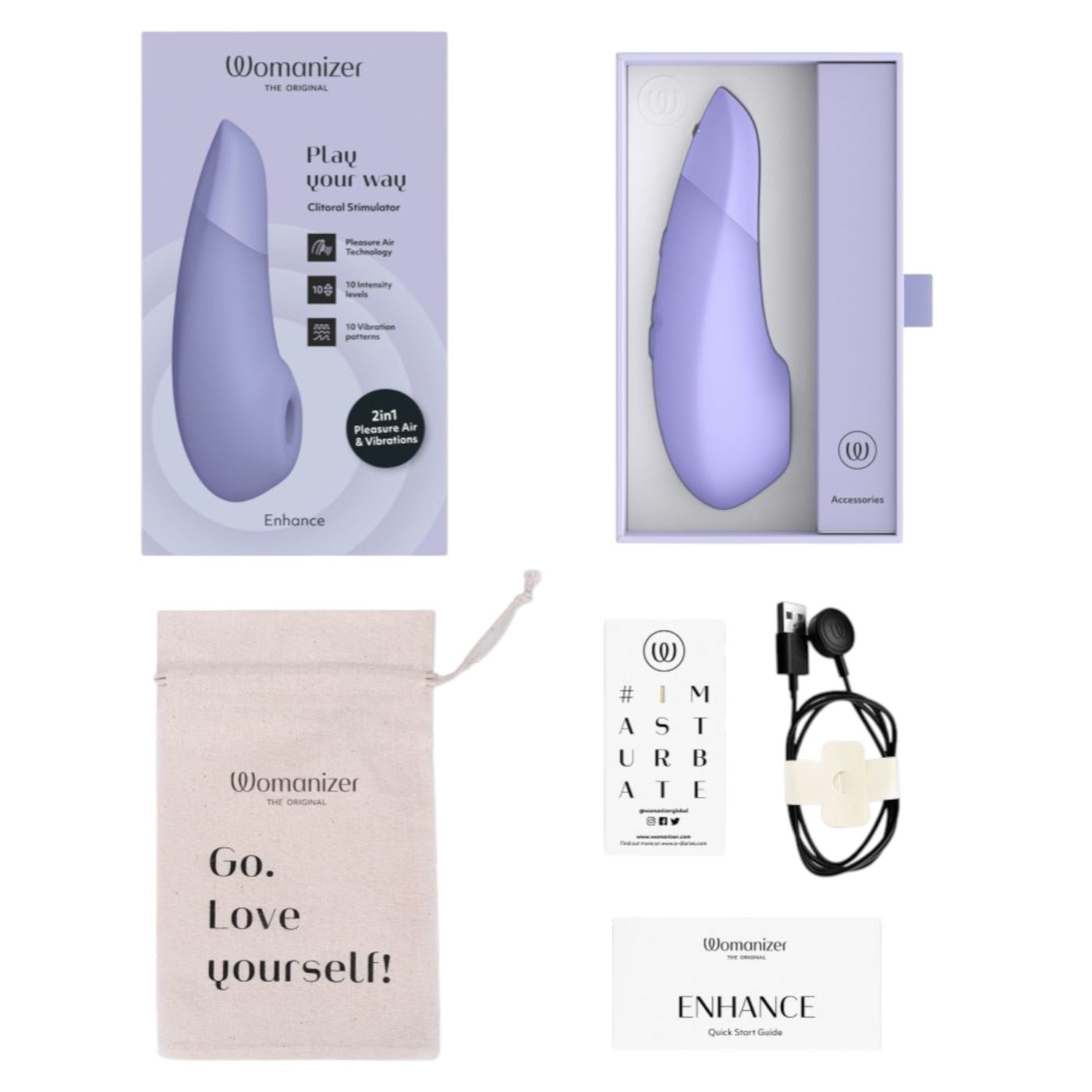 Womanizer Enhance 2-in-1 Pleasure Air Clitoral Vibrator Lilac