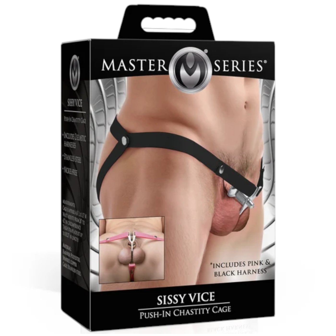 Master Series Sissy Vice Push-In Metal Chastity Cage