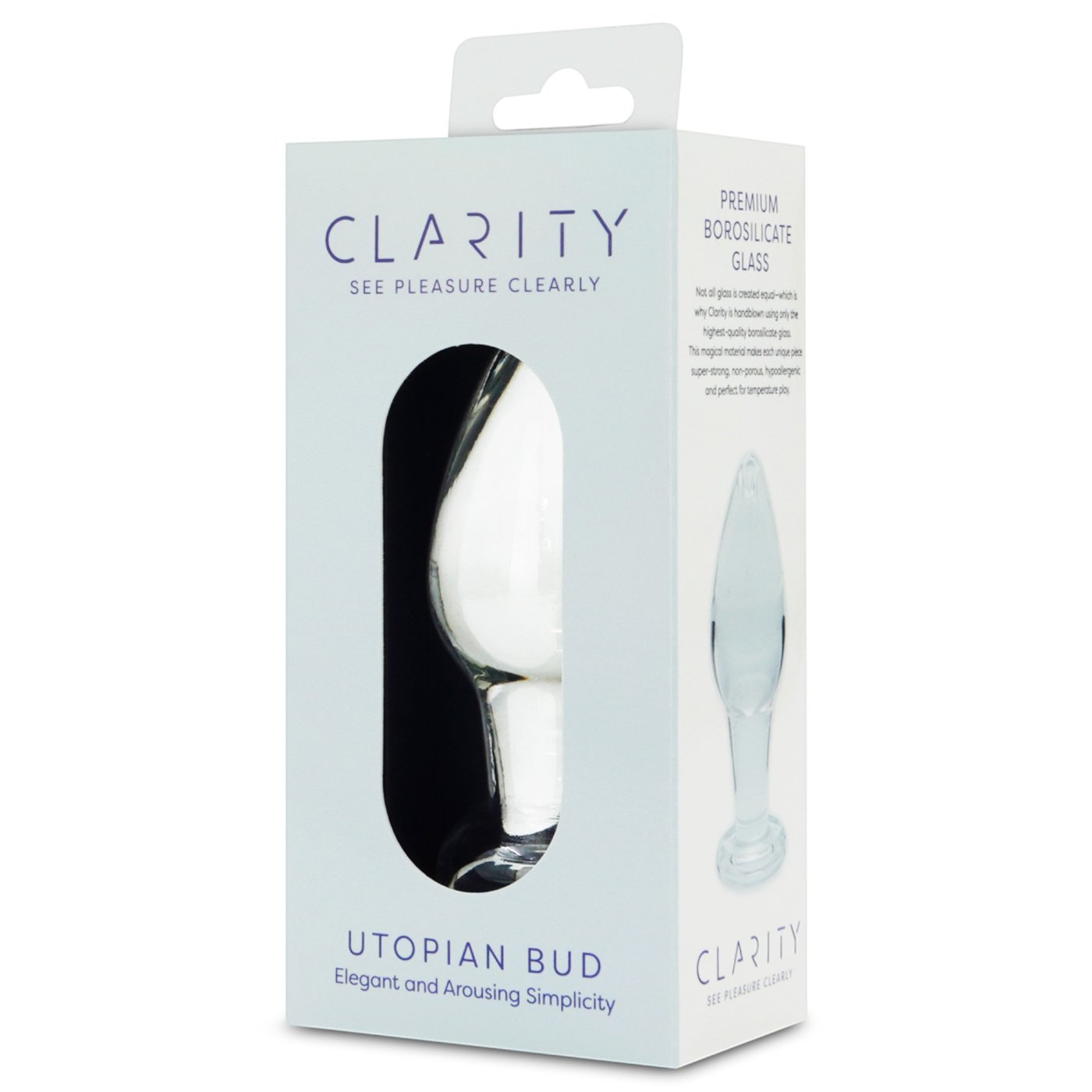 Clarity Utopian Bud Glass Butt Plug 4 Inch