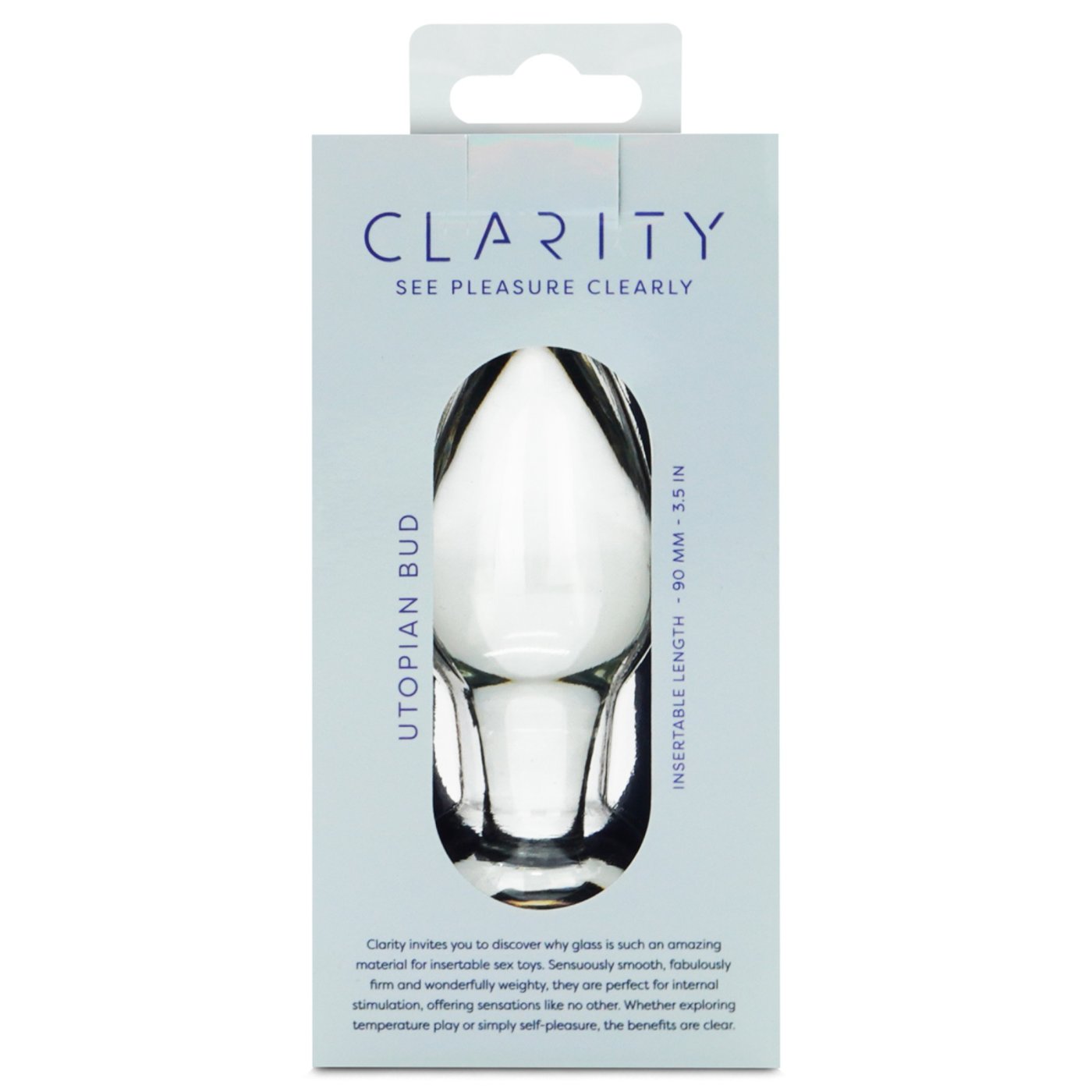 Clarity Utopian Bud Glass Butt Plug 4 Inch