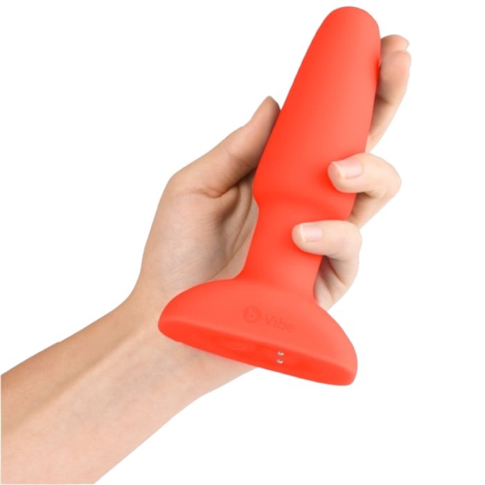 b-Vibe Rimming 2 Remote Control Rechargeable Butt Plug Large Orange