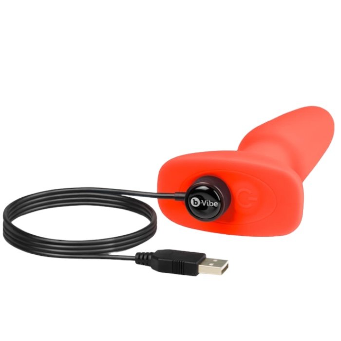 b-Vibe Rimming 2 Remote Control Rechargeable Butt Plug Large Orange
