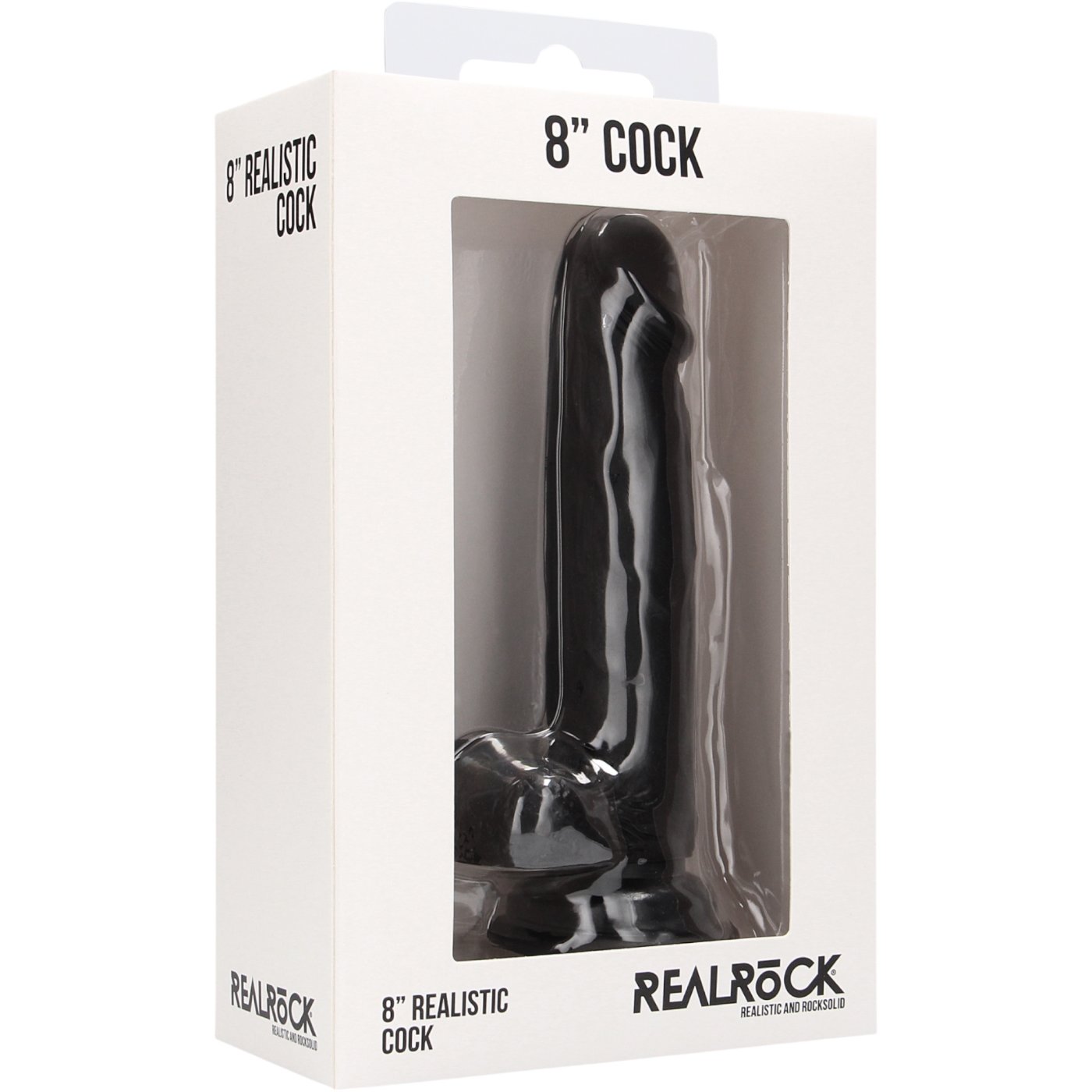 RealRock Realistic Dildo with Scrotum Black 8 Inch