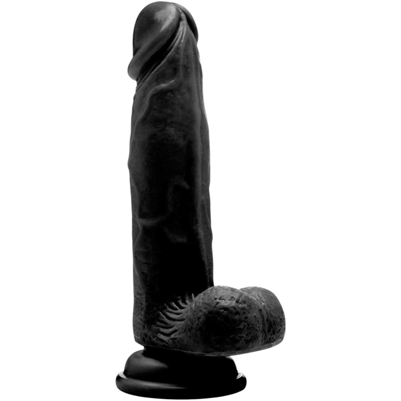 RealRock Realistic Dildo with Scrotum Black 8 Inch