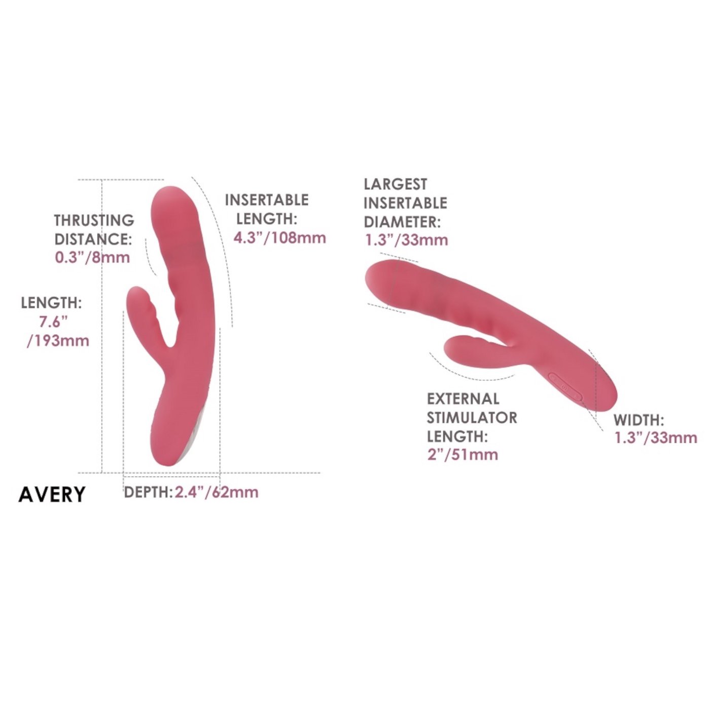 Svakom Avery Powerful Thrusting Rabbit Vibrator Pink