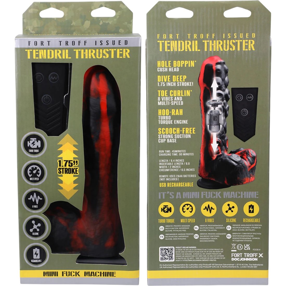 Fort Troff Tendril Thruster Dildo Mini Sex Machine Red 8.5 Inch