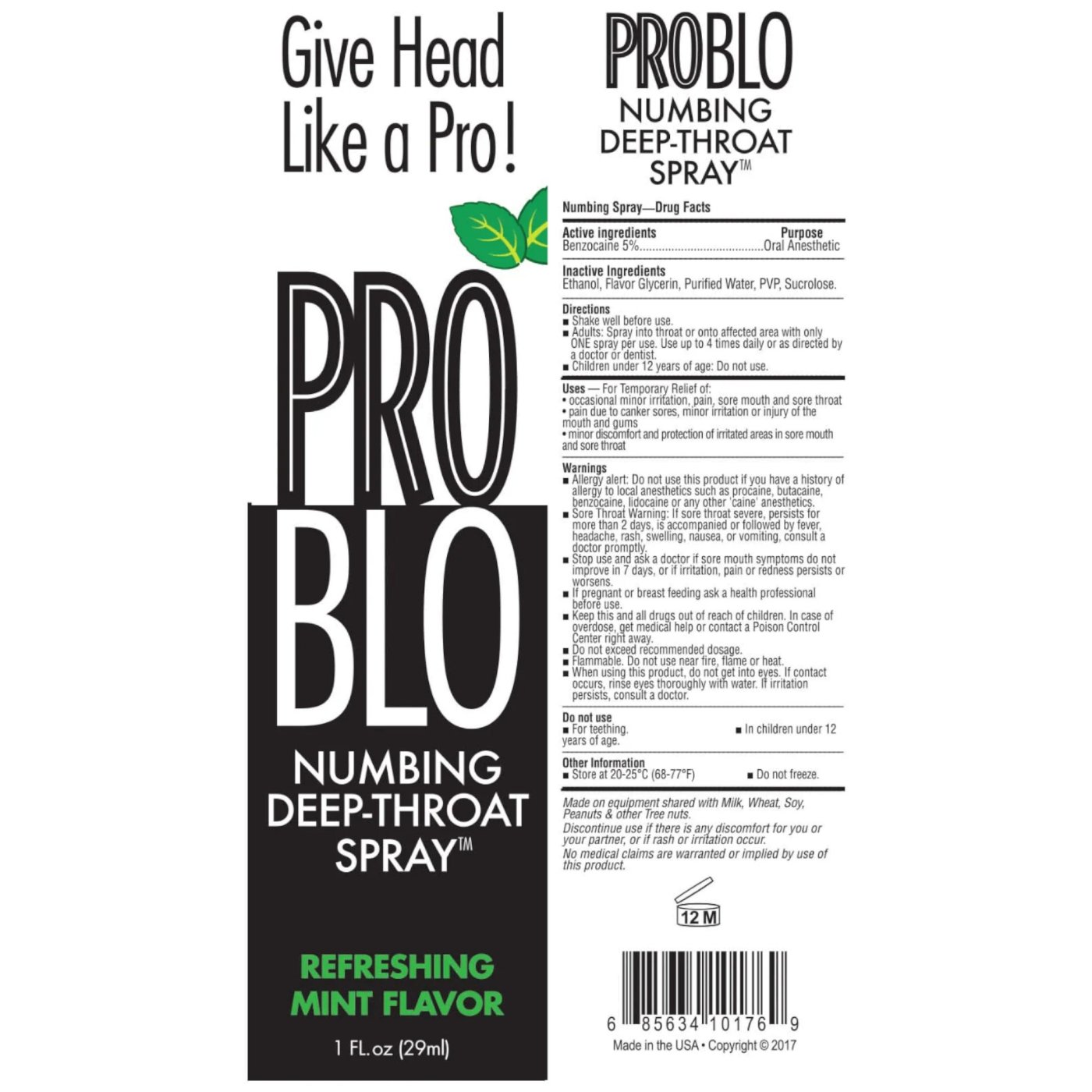 Pro Blo Numbing Deep Throat Spray 29ml