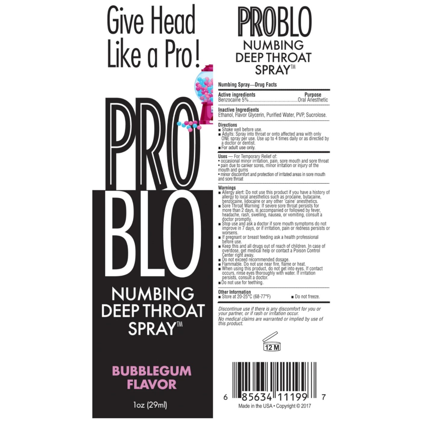 Pro Blo Numbing Deep Throat Spray 29ml