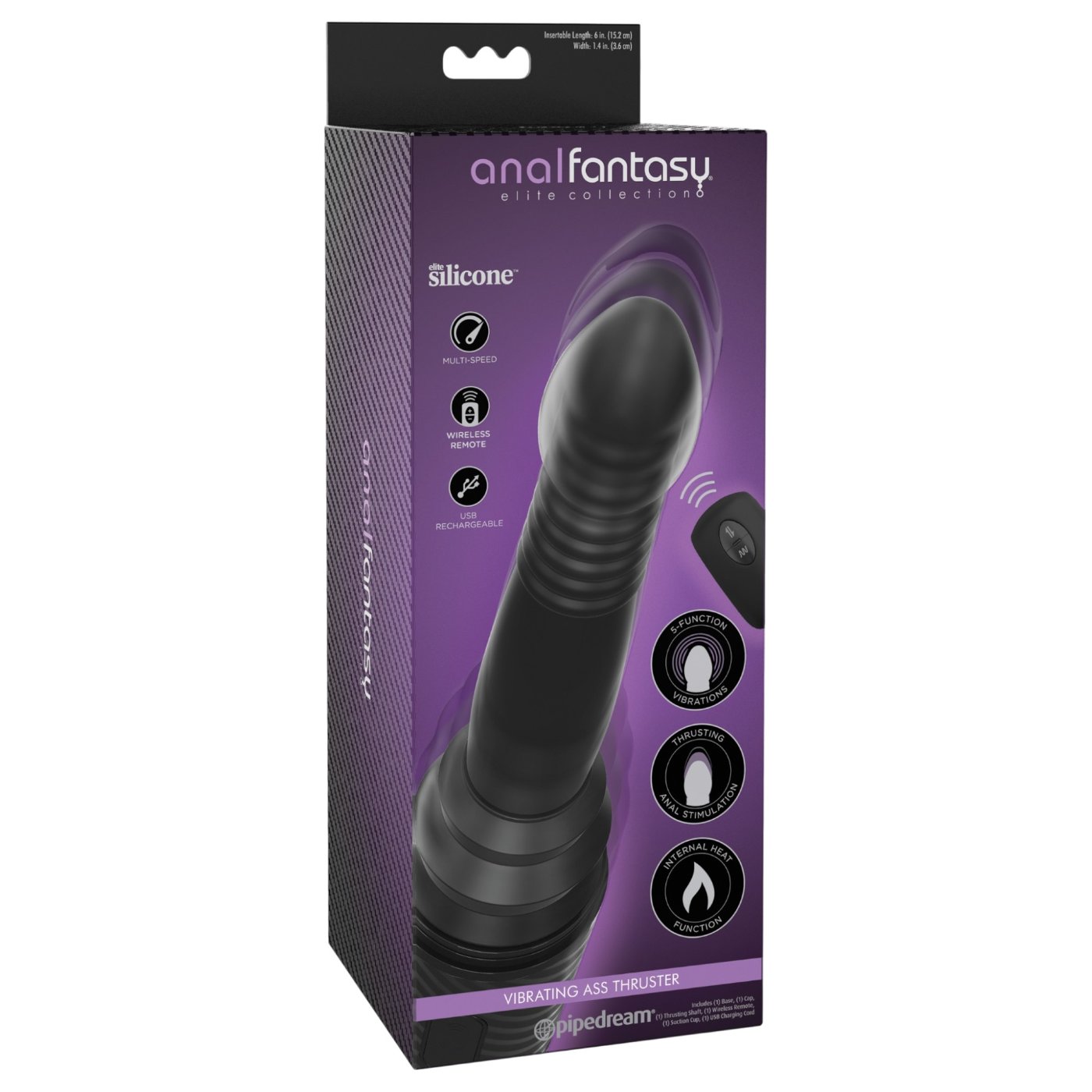 Anal Fantasy Elite Heated Vibrating Ass Thruster Anal Dildo with Remote
