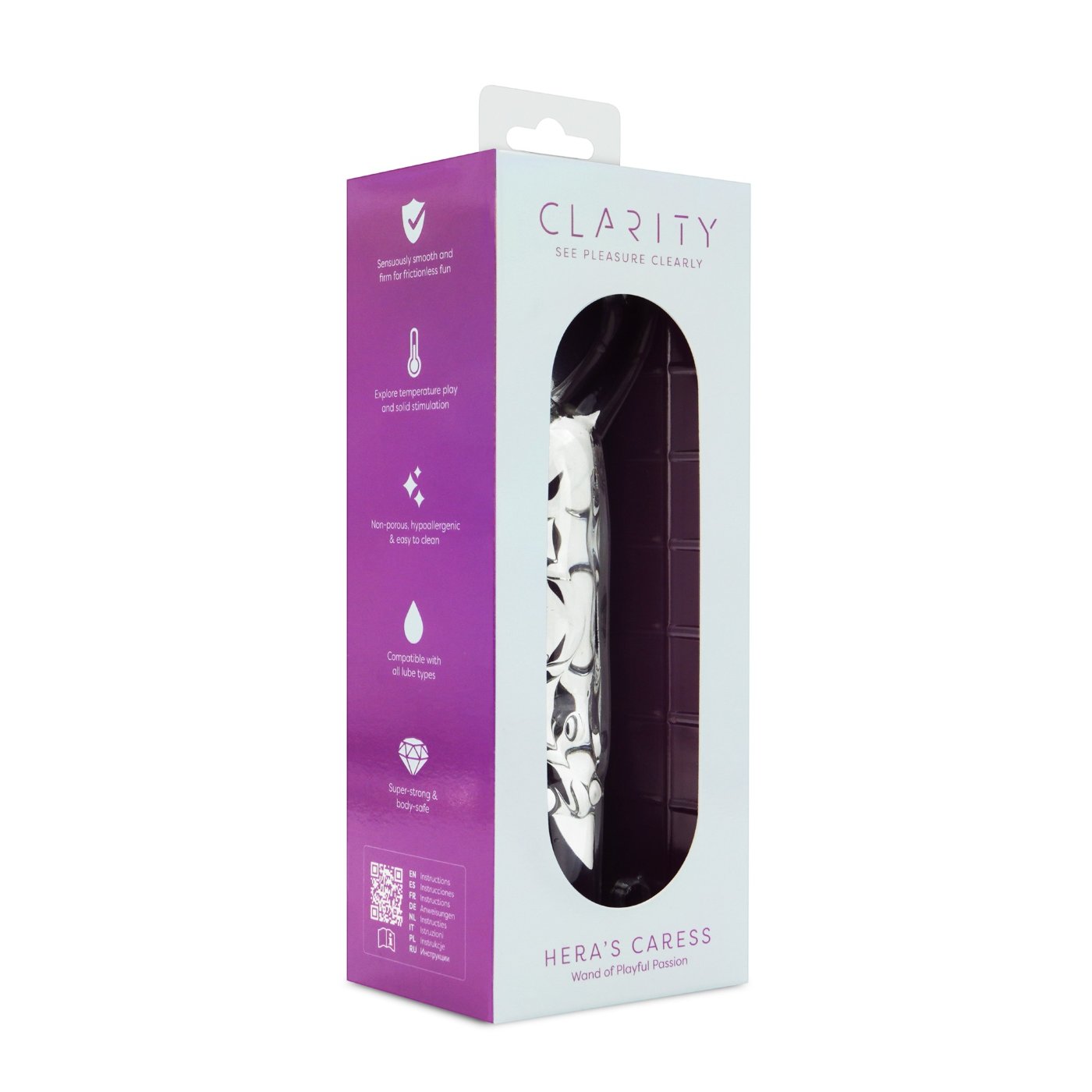 Clarity Hera's Caress Glass Dildo with Heart Handle