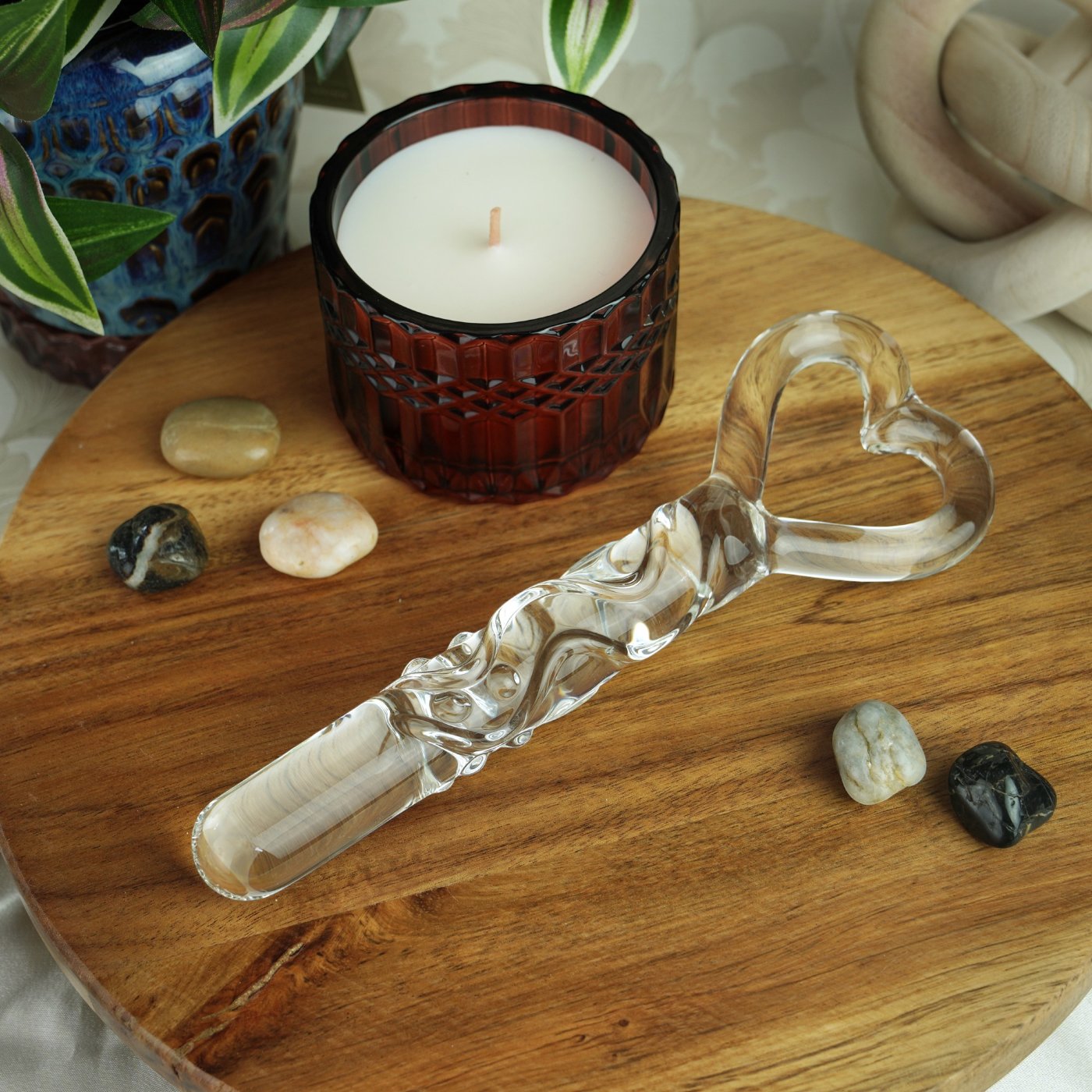 Clarity Hera's Caress Glass Dildo with Heart Handle