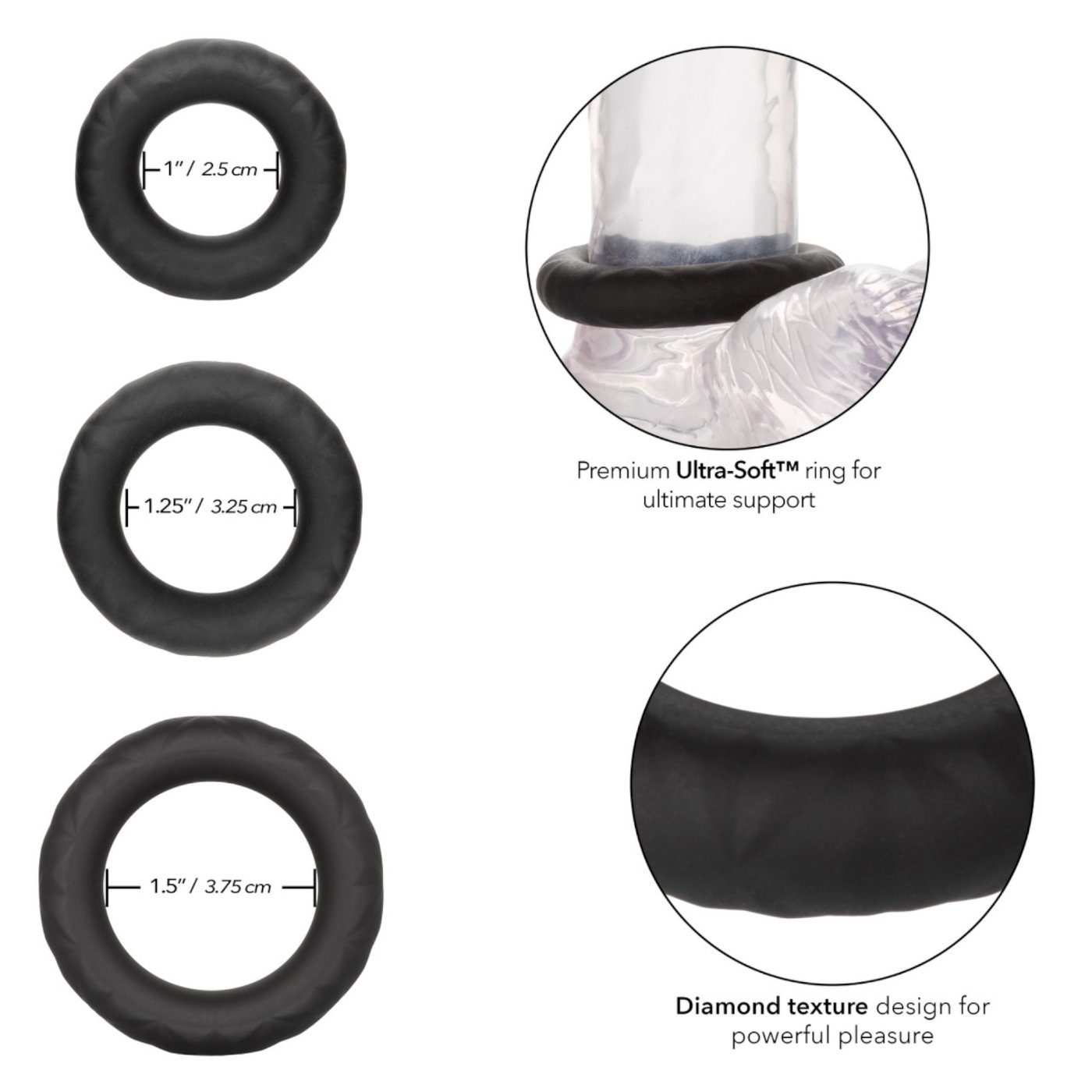 CalExotics Link Up Ultra Soft Supreme Cock Ring Set (3 Pack)
