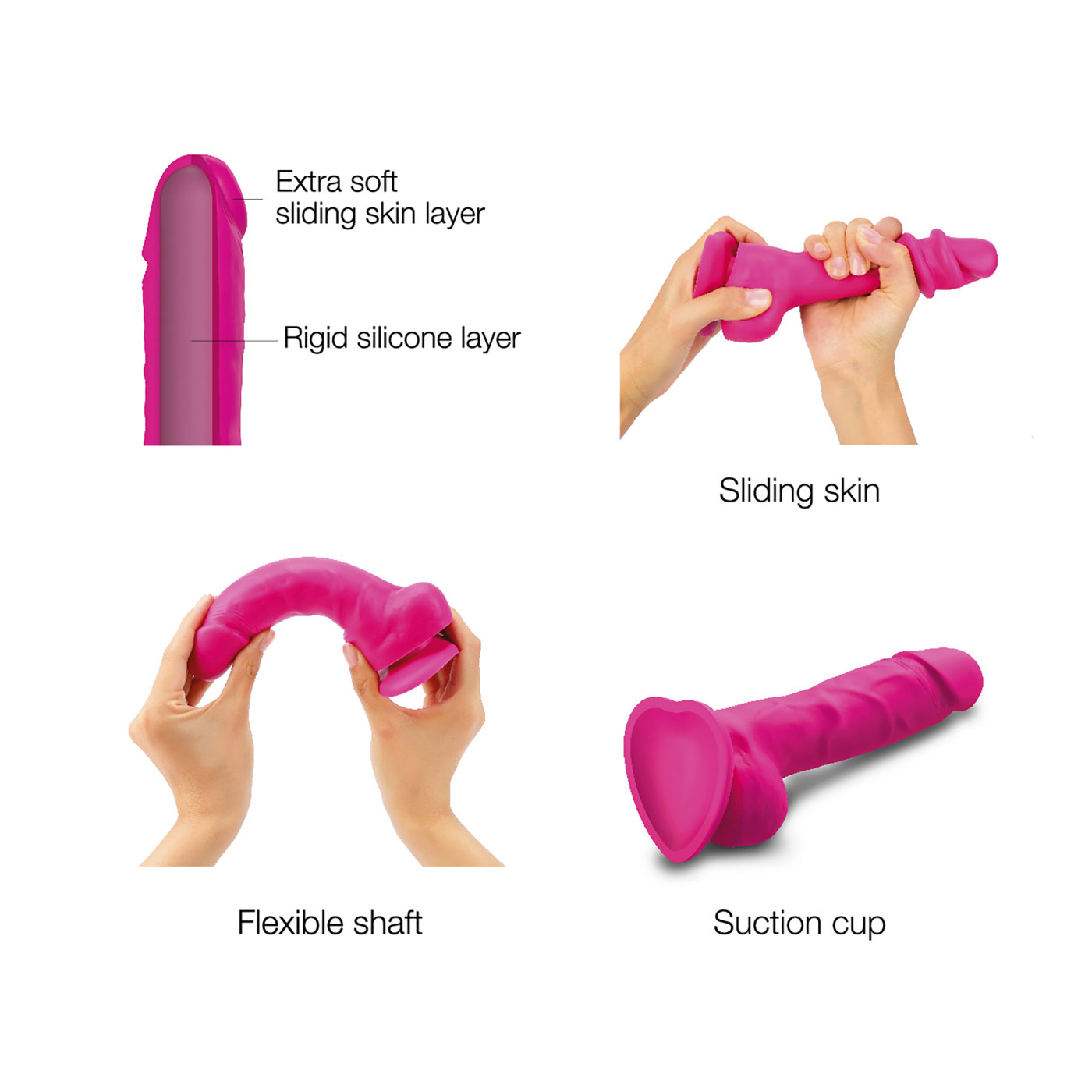 Strap-On-Me Sliding Skin Realistic Dildo Fuchsia L 5.6 Inch