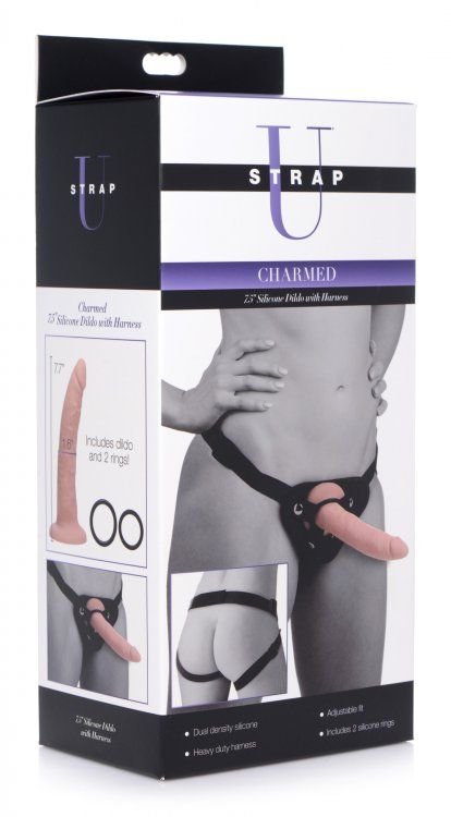 Charmed 7.5" Silicone Dildo with Harness