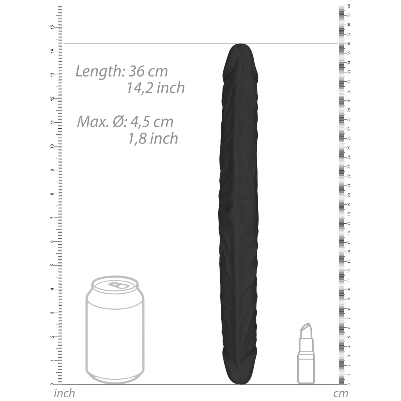 RealRock Realistic Double-Ended Dildo Black 14 Inch