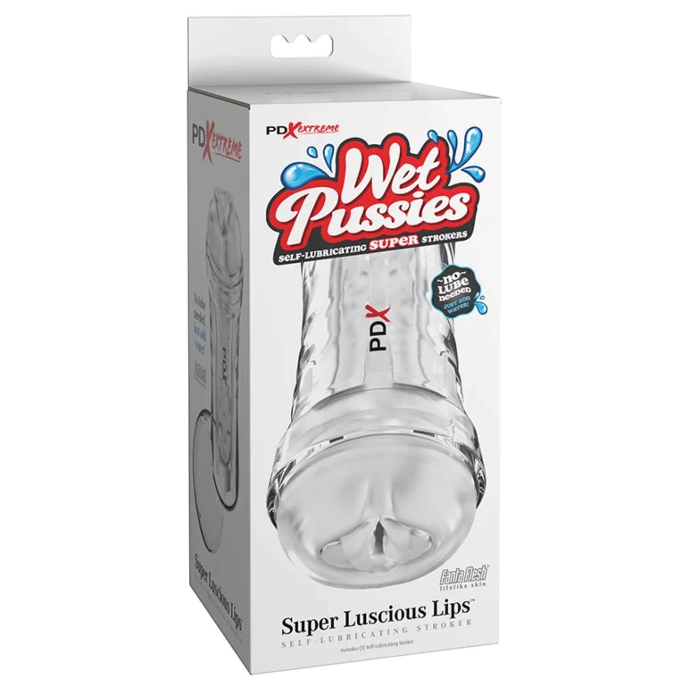 PDX Extreme Wet Pussies Super Luscious Lips Self-Lubricating Male Masturbator Clear
