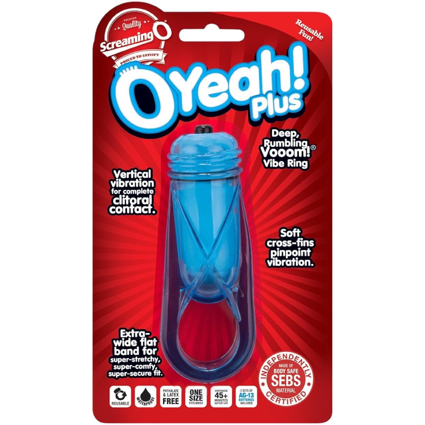 Screaming O OYeah! Plus Vibrating Cock Ring Blue