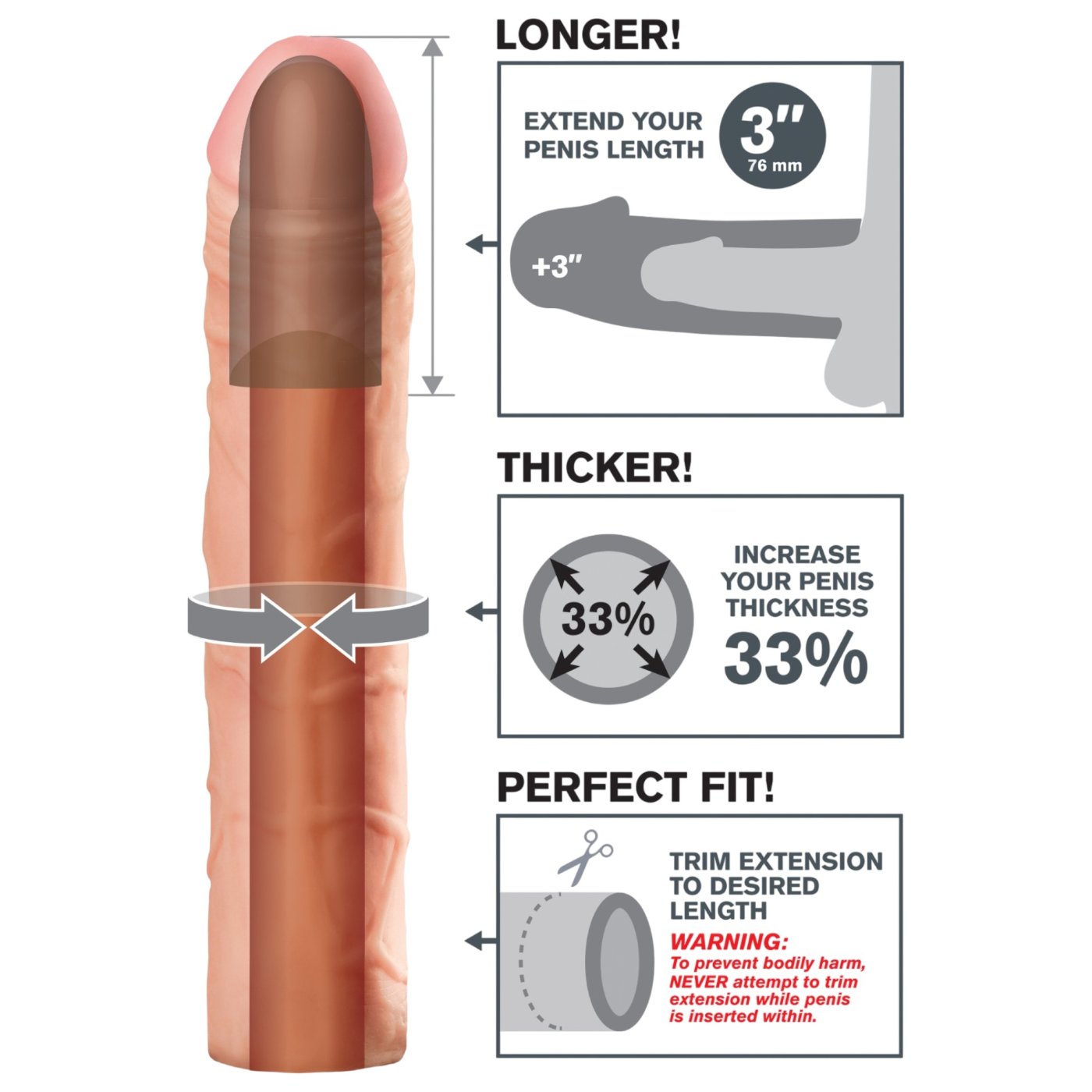 Fantasy X-Tensions Perfect 3 Inch Penis Extender Sleeve