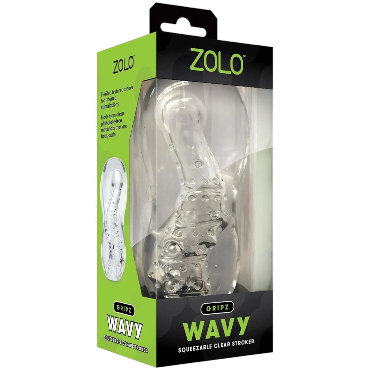 Zolo Gripz Wavy Squeezable Stroker Clear