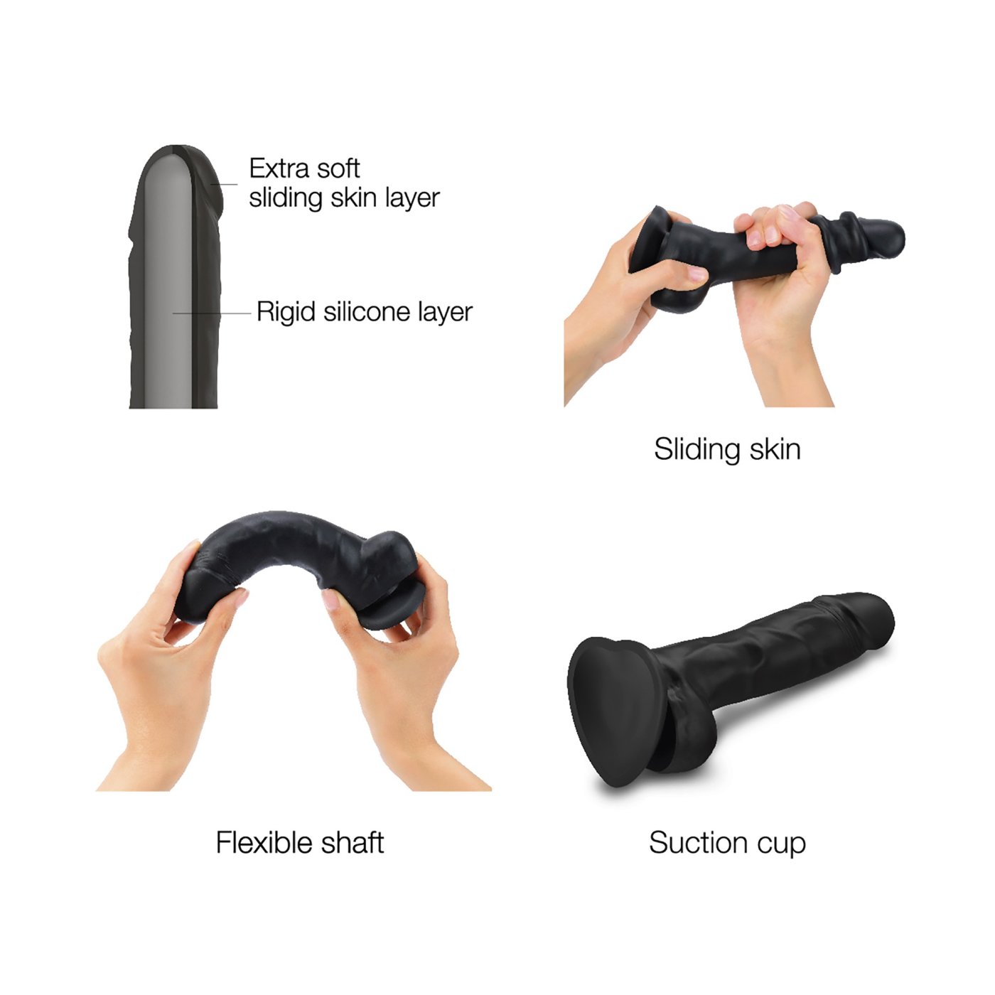Strap-On-Me Sliding Skin Realistic Black Dildo XL 5.9 Inch