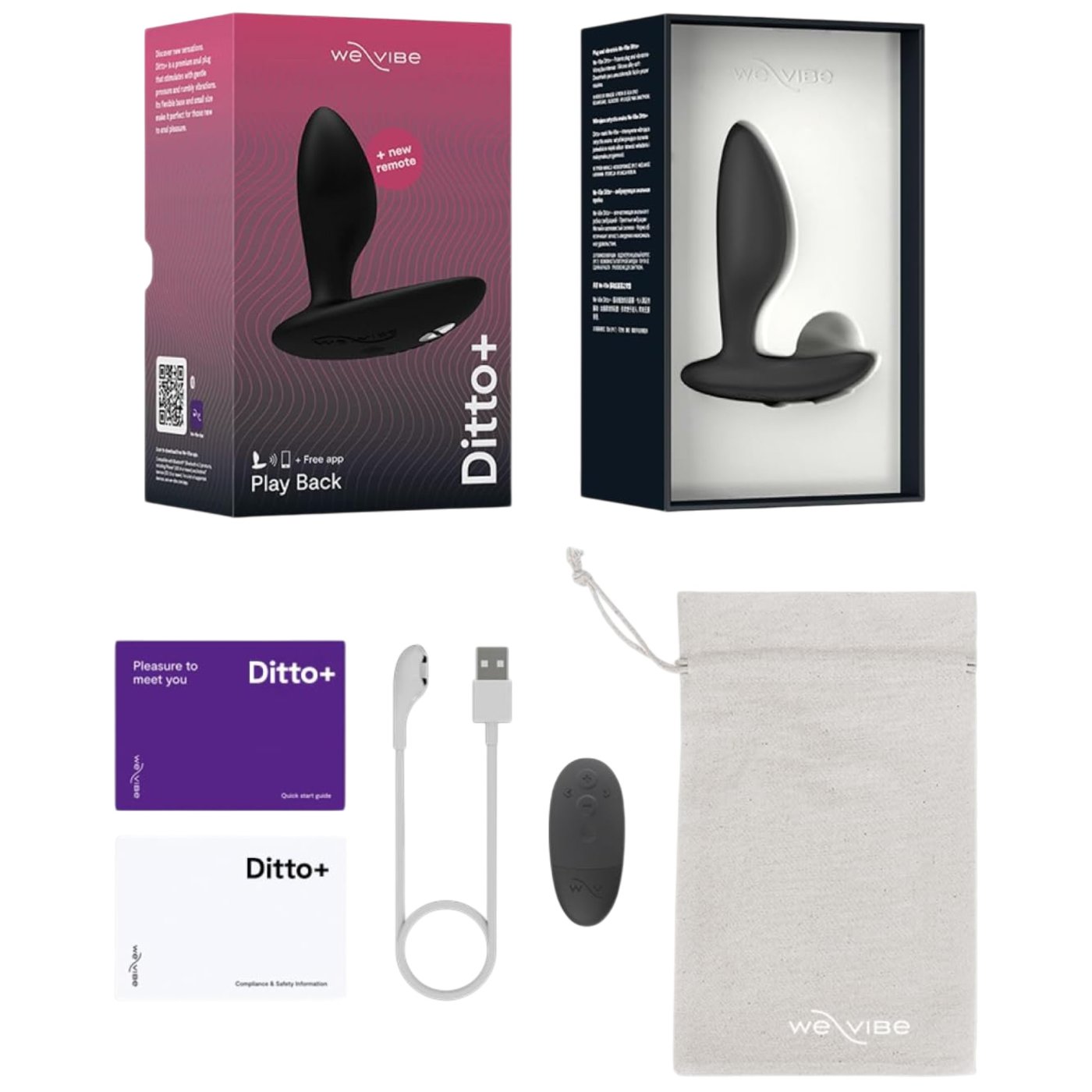 We-Vibe Ditto+ Rechargeable Remote & App-Controlled Vibrating Butt Plug