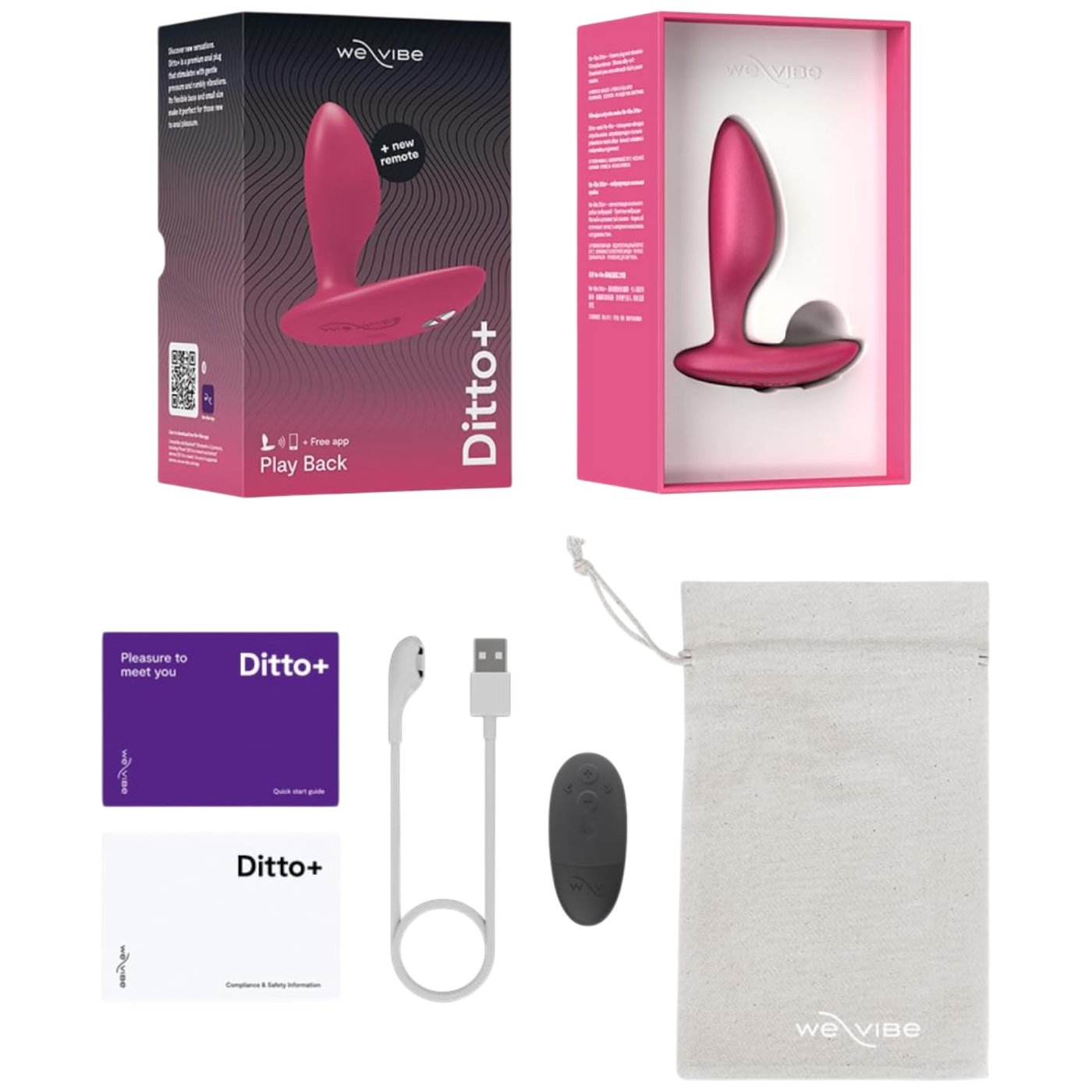 We-Vibe Ditto+ Rechargeable Remote & App-Controlled Vibrating Butt Plug