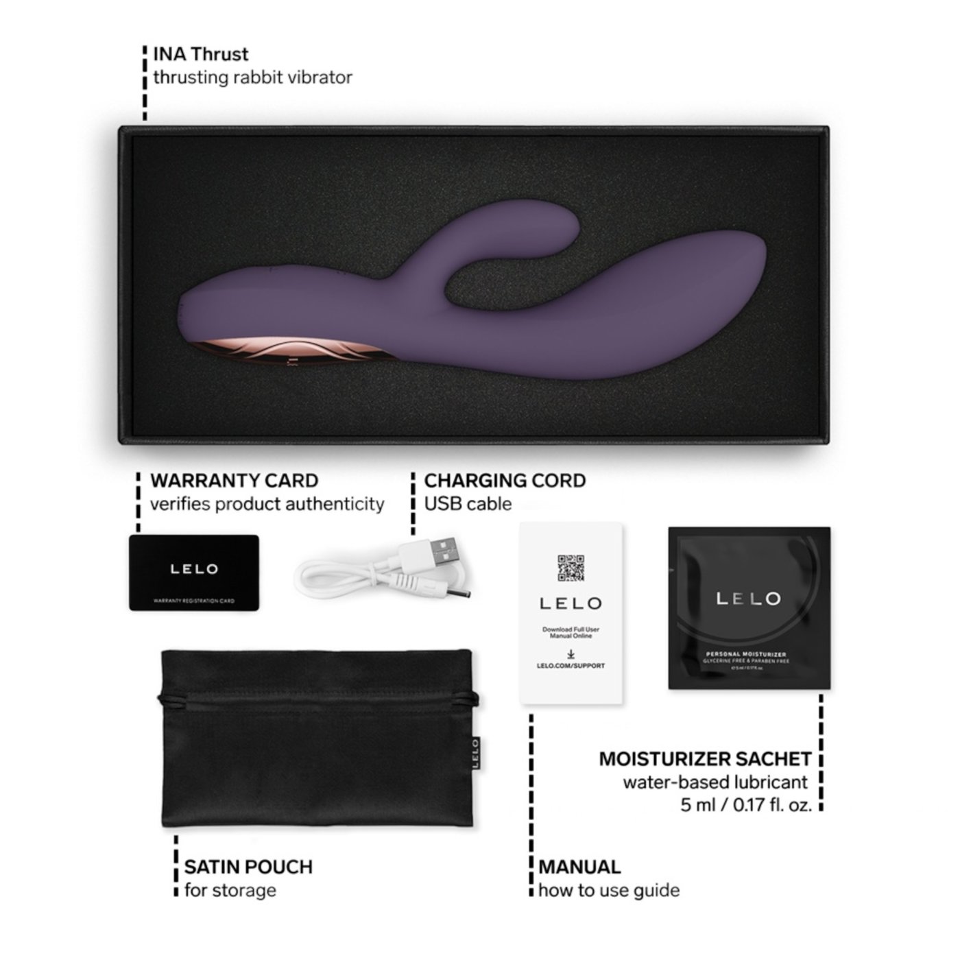 LELO Ina Thrust App Controlled Thrusting Rabbit Vibrator