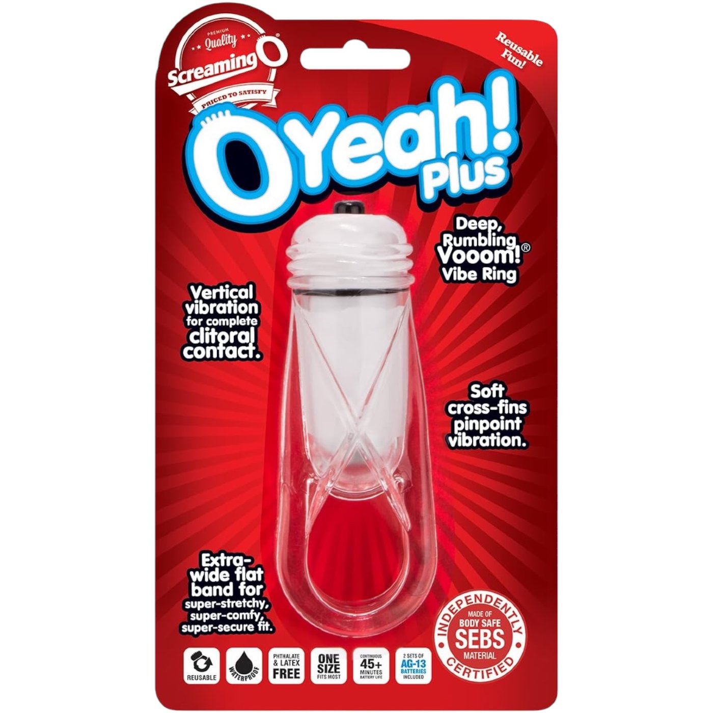 Screaming O OYeah! Plus Vibrating Cock Ring Clear