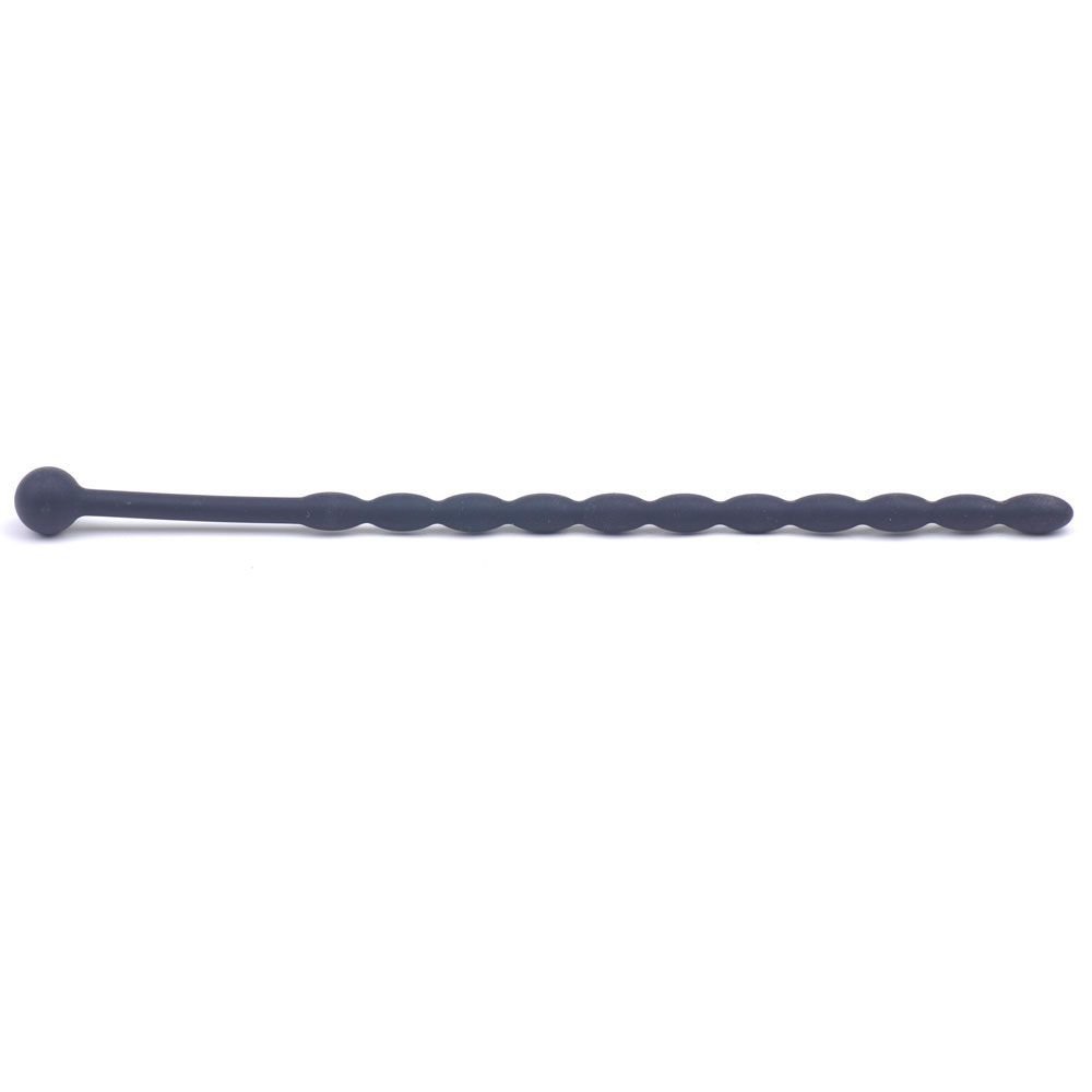 Silicone Beaded Penis Sound Plug Black 6 Inch