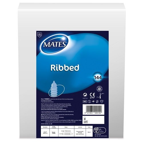 Mates Ribbed Condom 144 Bulk Pack