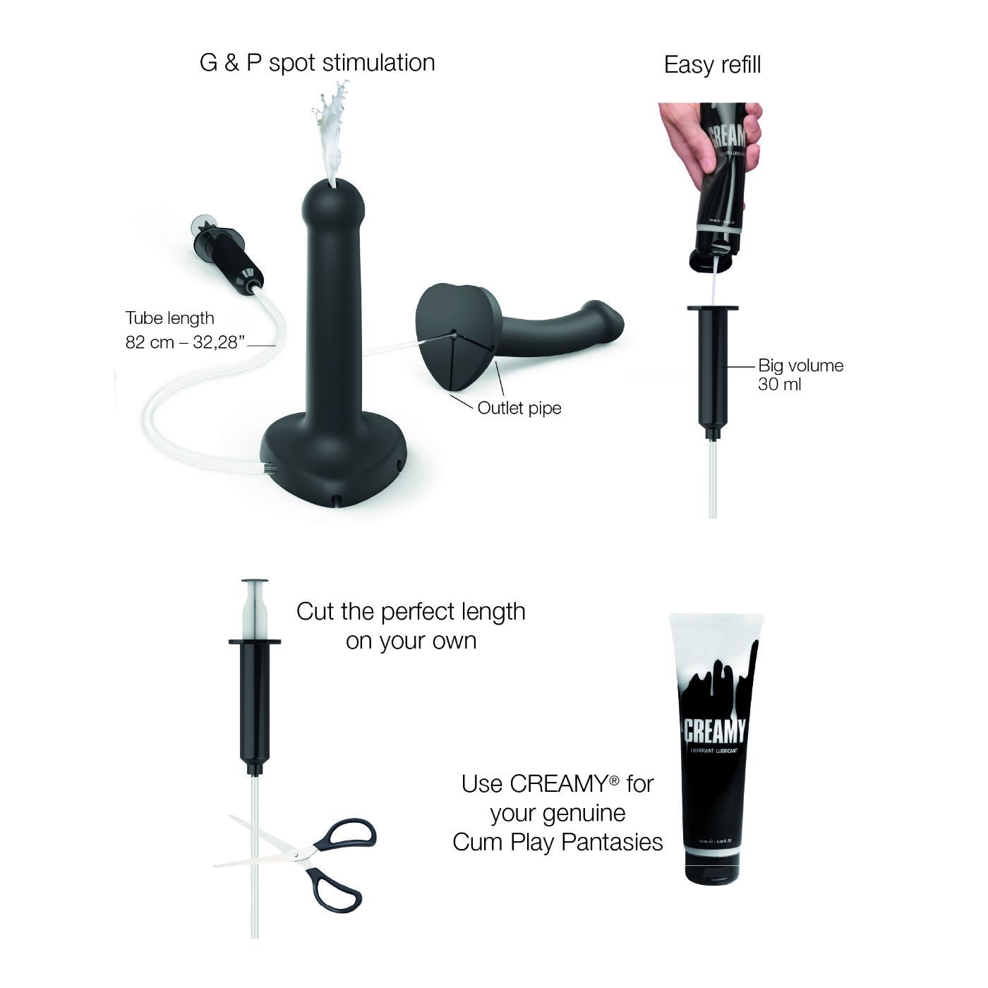 Strap-On-Me Squirting Cum Dildo Black L 6.7 Inch