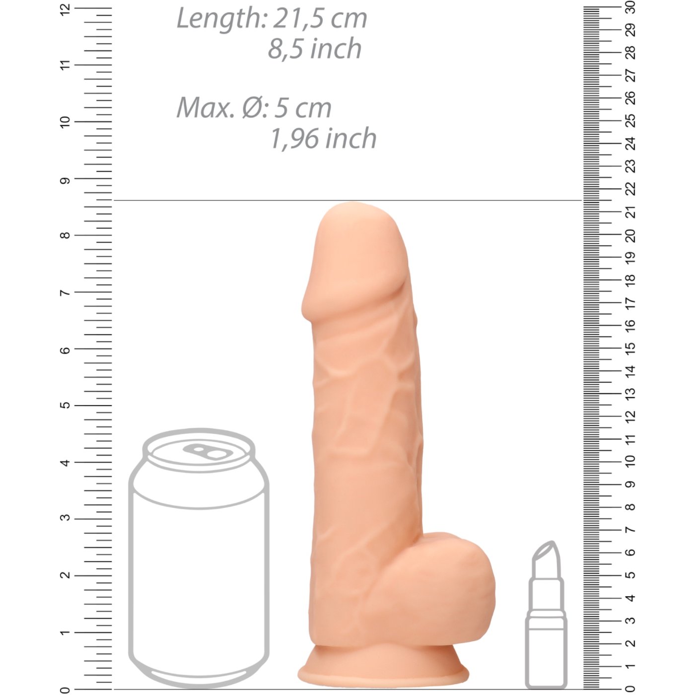 RealRock Girthy Silicone Dildo with Balls 8.5 Inch 