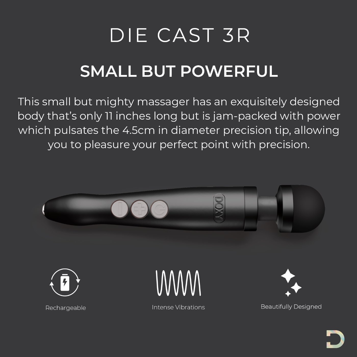 Doxy Die Cast 3R Rechargeable Wand Massager Matte Black