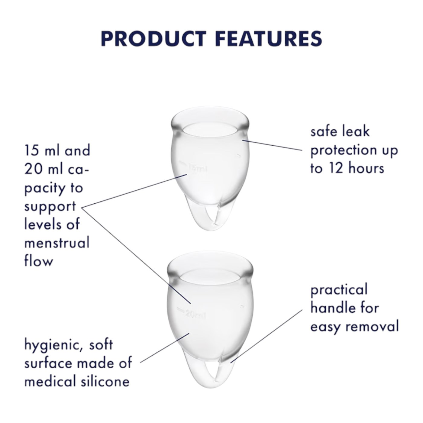 Satisfyer Feel Confident Menstruation Cup Set Clear (2 Piece)