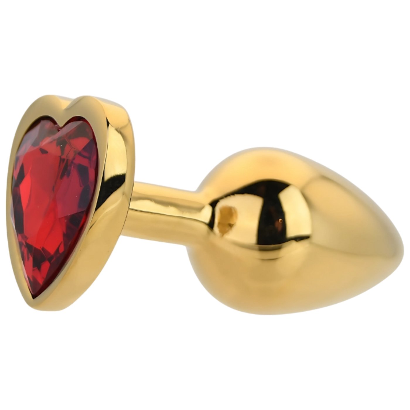 Toosh Gold Heart-Shaped Metal Butt Plug with Red Gem