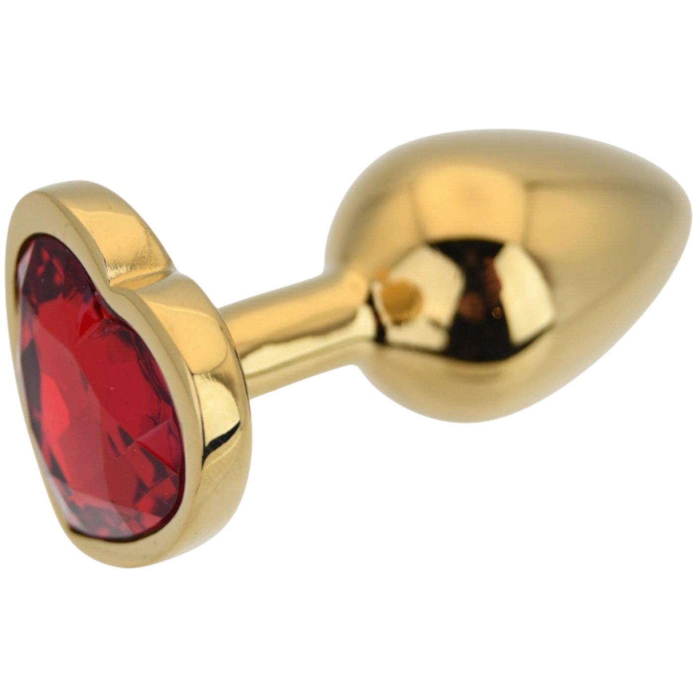 Toosh Gold Heart-Shaped Metal Butt Plug with Red Gem