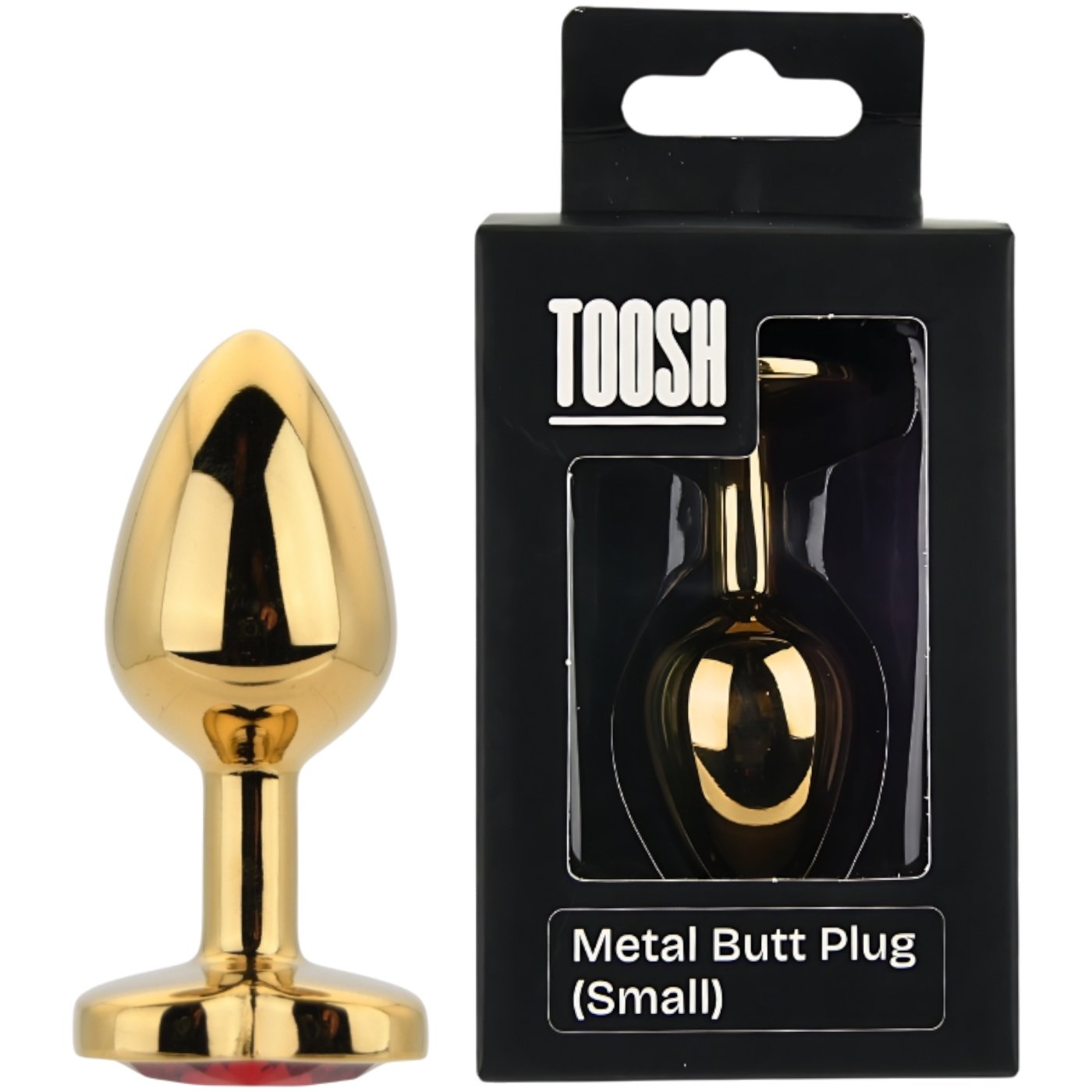 Toosh Gold Heart-Shaped Metal Butt Plug with Red Gem